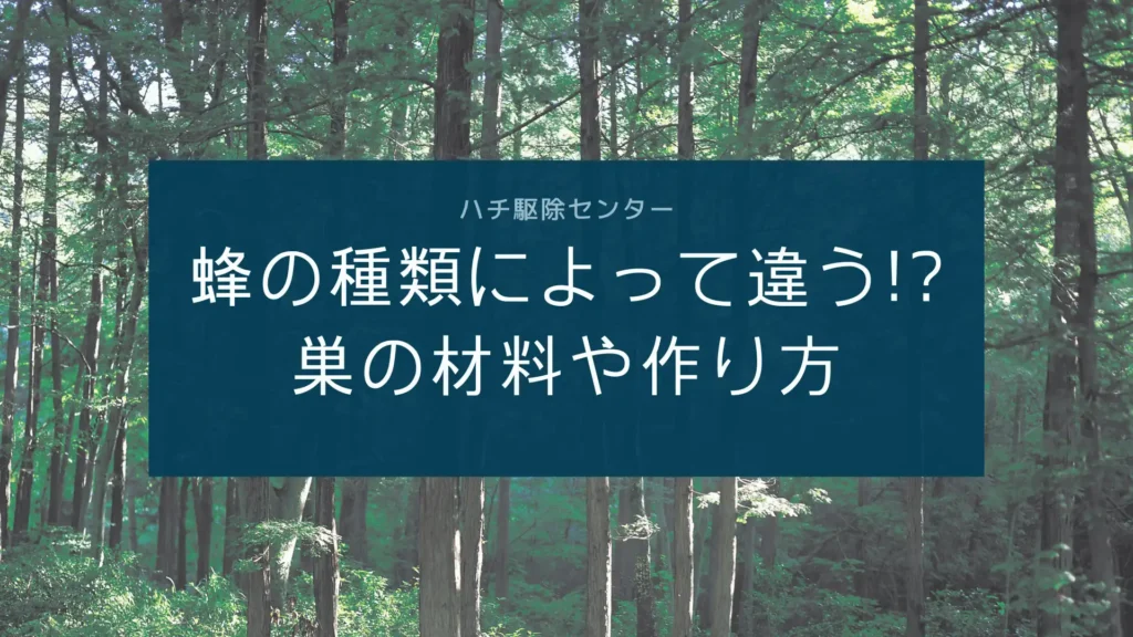 ハチの種類による巣の材料や作り方